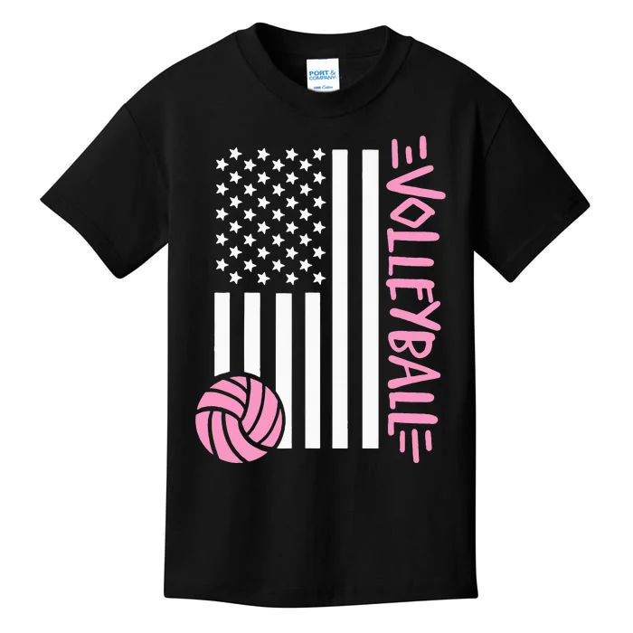 Volleyball Us Flag Usa Kids T-Shirt