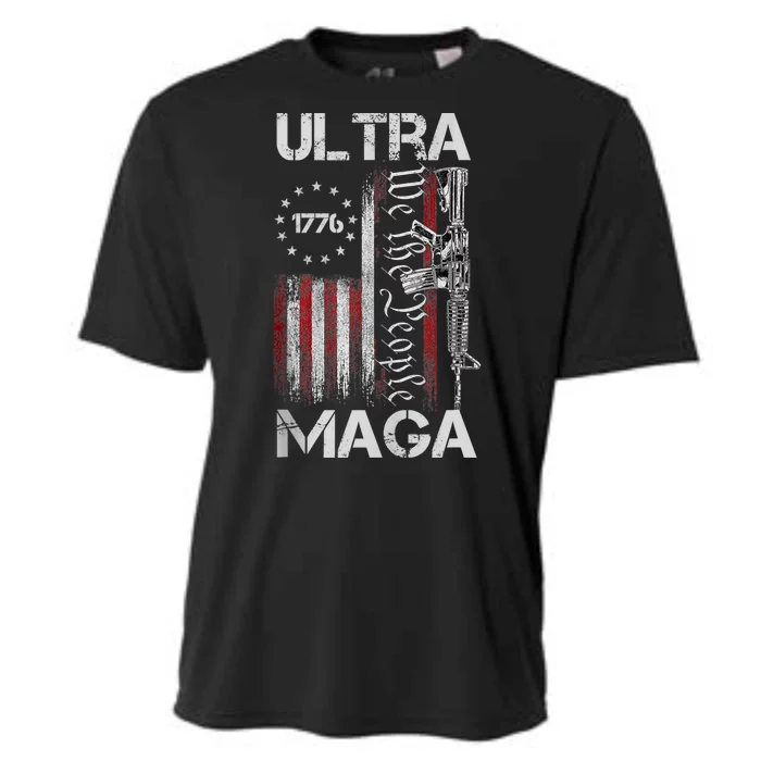 Vintage Usa Flag Ultra Maga Gun Usa Cooling Performance Crew T-Shirt