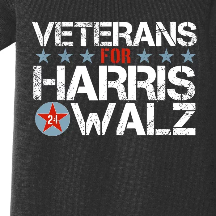 Vets Us Flag Kamala Veterans For Kamala Harris Tim Walz 2024 Gift Baby Bodysuit