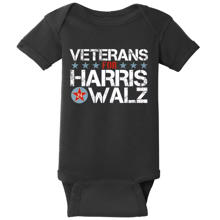 Vets Us Flag Kamala Veterans For Kamala Harris Tim Walz 2024 Gift Baby Bodysuit