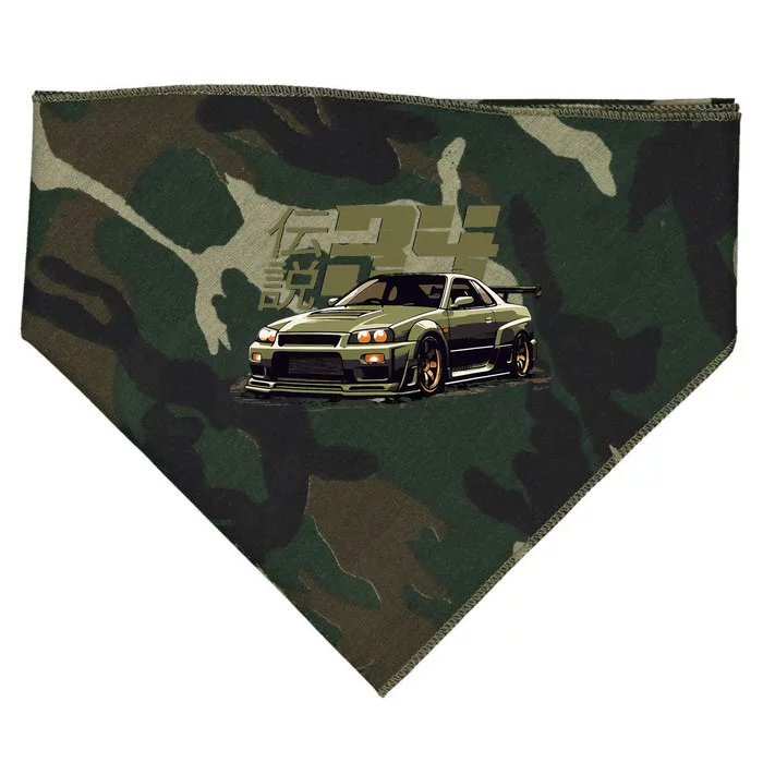 Vintage Urban Green Legendary Skyline R34 Jdm USA-Made Doggie Bandana