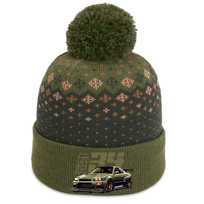 Vintage Urban Green Legendary Skyline R34 Jdm The Baniff Cuffed Pom Beanie