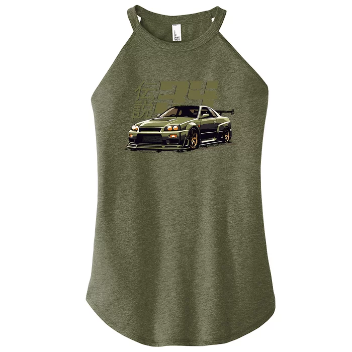 Vintage Urban Green Legendary Skyline R34 Jdm Women’s Perfect Tri Rocker Tank