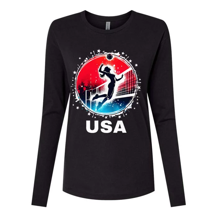 Volleyball Usa Go Usa Team U.S.A Flag Women Volleyball Womens Cotton Relaxed Long Sleeve T-Shirt