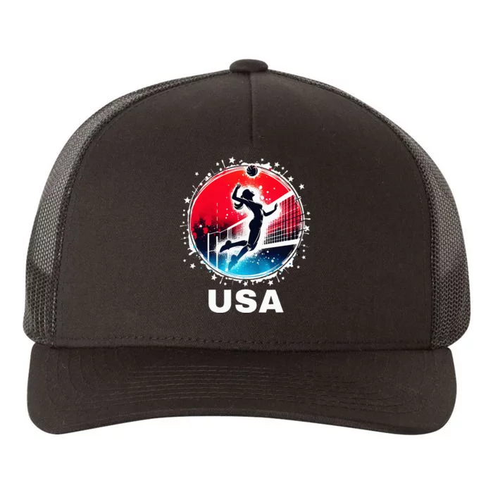 Volleyball Usa Go Usa Team U.S.A Flag Women Volleyball Yupoong Adult 5-Panel Trucker Hat