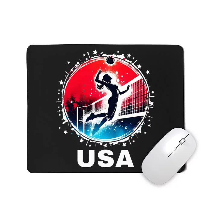 Volleyball Usa Go Usa Team U.S.A Flag Women Volleyball Mousepad