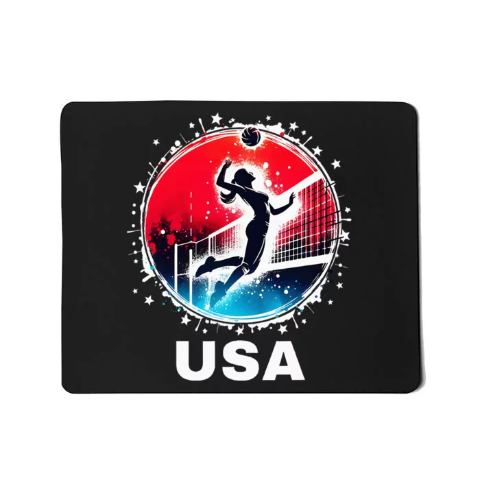 Volleyball Usa Go Usa Team U.S.A Flag Women Volleyball Mousepad