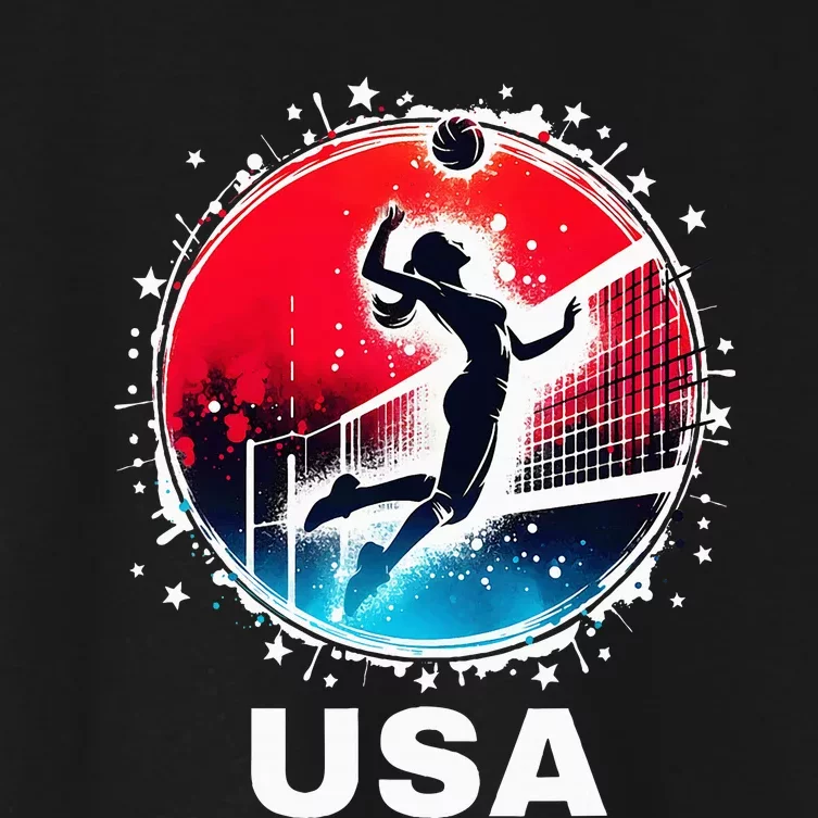 Volleyball Usa Go Usa Team U.S.A Flag Women Volleyball Women's Crop Top Tee