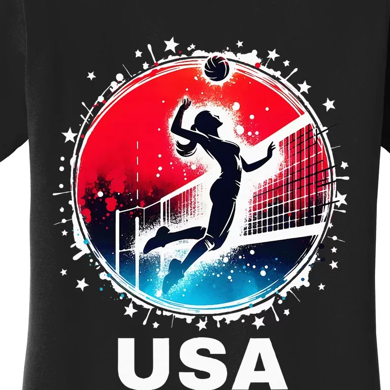 Volleyball Usa Go Usa Team U.S.A Flag Women Volleyball Women's T-Shirt