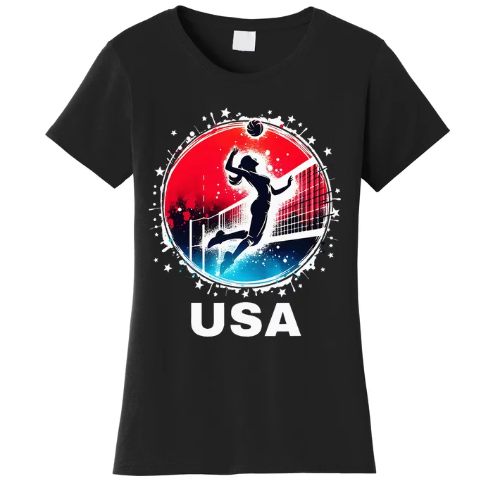 Volleyball Usa Go Usa Team U.S.A Flag Women Volleyball Women's T-Shirt