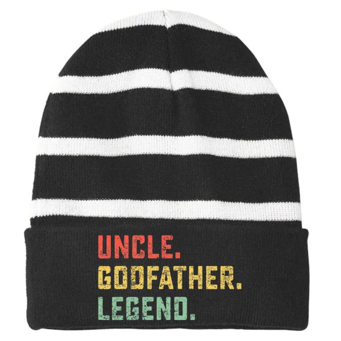 Vintage Uncle Godfather Legend Gift Favorite Best Uncle Ever Striped Beanie with Solid Band