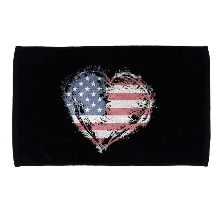 Vintage Usa Heart Shape American Flag Stylish Design Microfiber Hand Towel