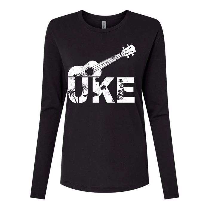 Vintage Uke Hawaiian Ukulele Womens Cotton Relaxed Long Sleeve T-Shirt