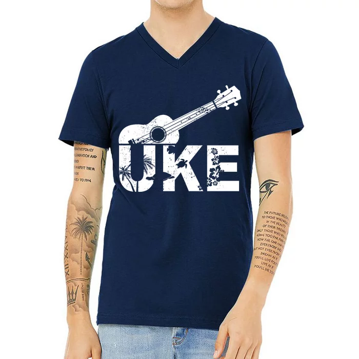 Vintage Uke Hawaiian Ukulele V-Neck T-Shirt