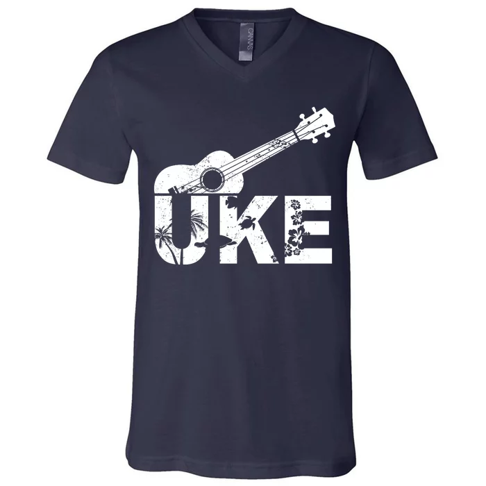 Vintage Uke Hawaiian Ukulele V-Neck T-Shirt