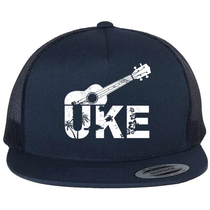 Vintage Uke Hawaiian Ukulele Flat Bill Trucker Hat