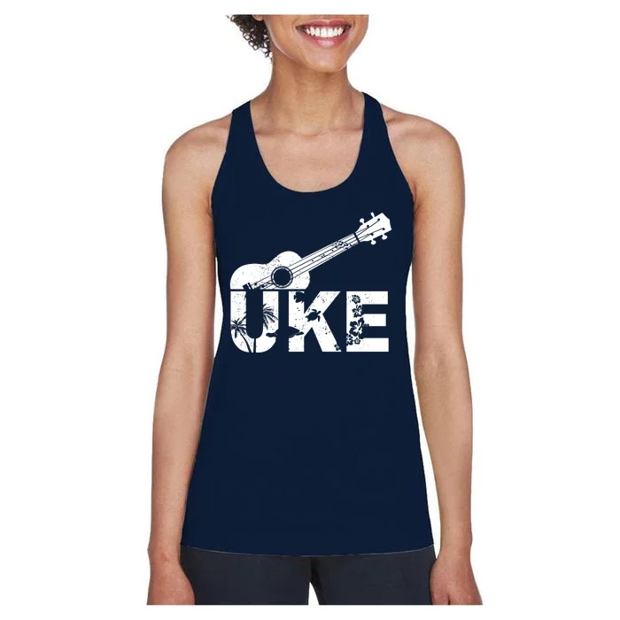 Vintage Uke Hawaiian Ukulele Women's Racerback Tank