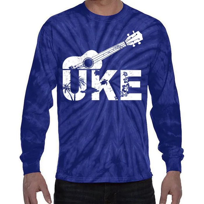 Vintage Uke Hawaiian Ukulele Tie-Dye Long Sleeve Shirt