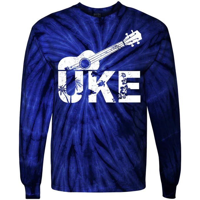 Vintage Uke Hawaiian Ukulele Tie-Dye Long Sleeve Shirt