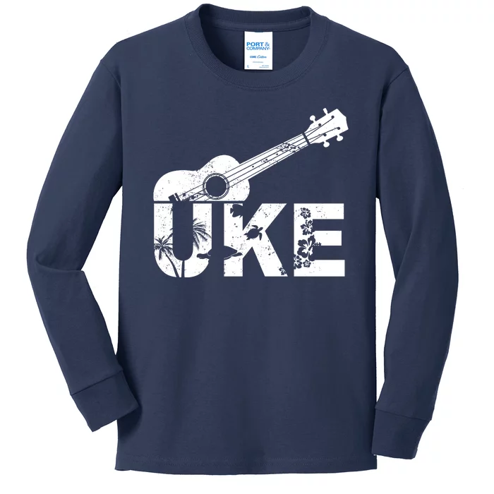 Vintage Uke Hawaiian Ukulele Kids Long Sleeve Shirt