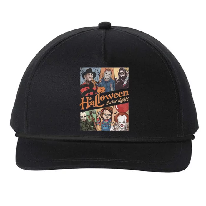 Vintage Universal Halloween Horror Ni!ghts Retro Horror Characters Group Snapback Five-Panel Rope Hat