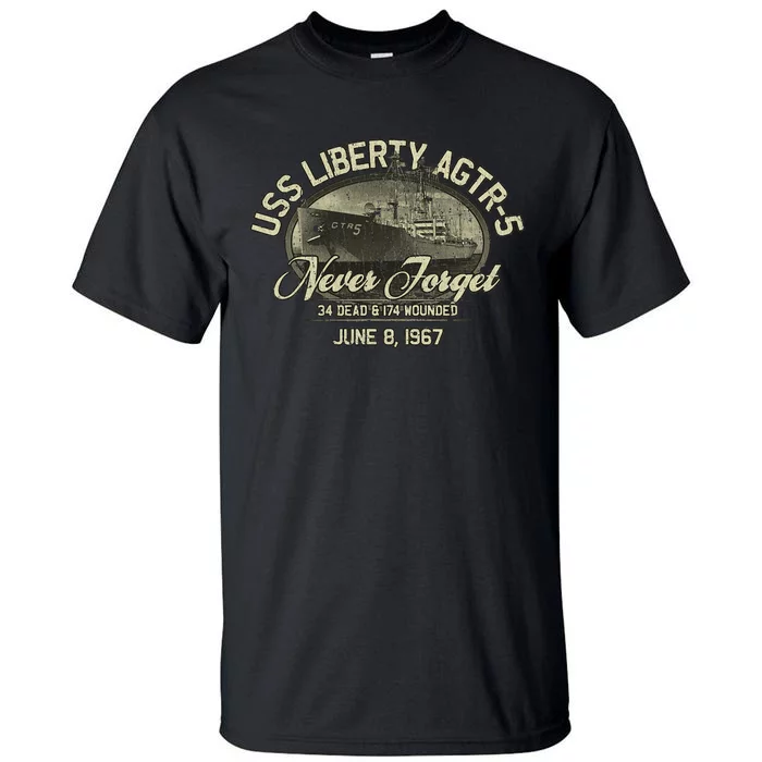 Vintage Uss Liberty Agtr5 1967 Military Gift Ship Tall T-Shirt