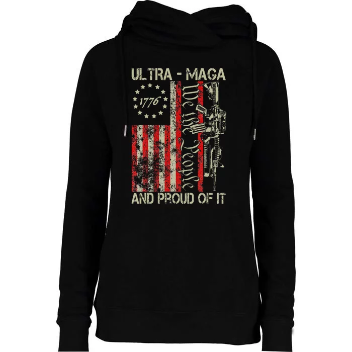 Vintage Ultra Maga Old American Flag 1776 We The People Usa Vintage Ultra Maga O Womens Funnel Neck Pullover Hood