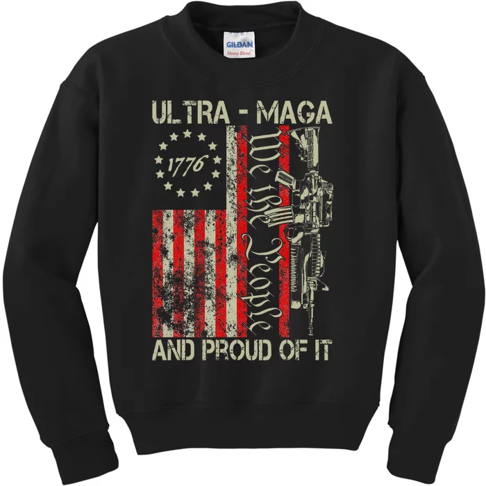 Vintage Ultra Maga Old American Flag 1776 We The People Usa Vintage Ultra Maga O Kids Sweatshirt