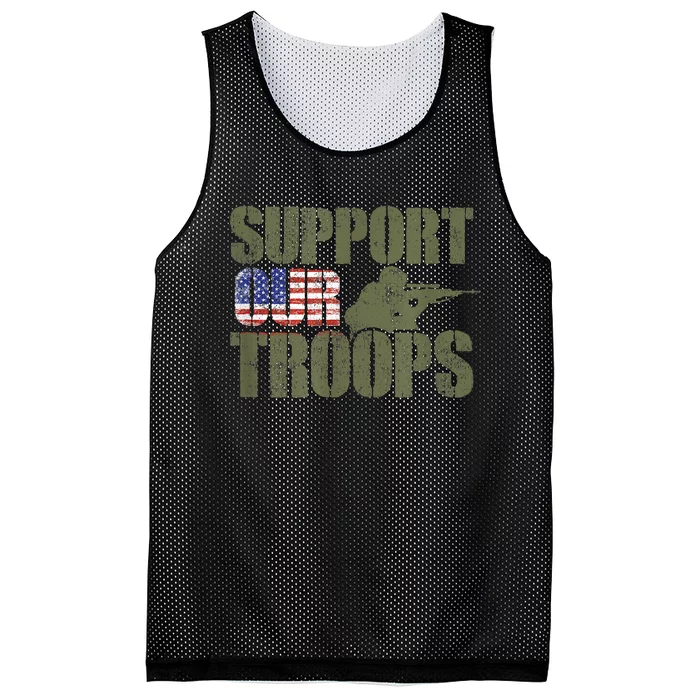 Vintage Us Military Support Our Troops American Flag Mesh Reversible Basketball Jersey Tank