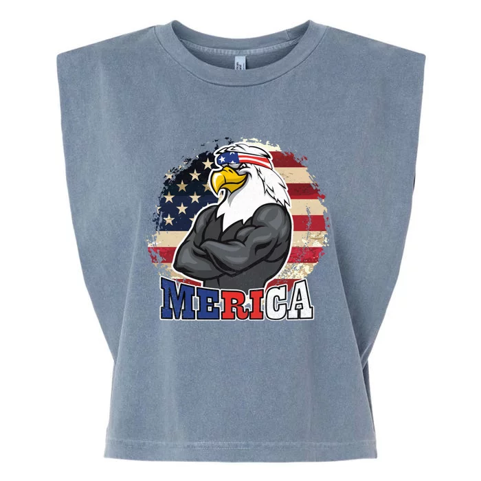 Vintage Usa Merica Eagle Mullet 4th July American Flag Great Gift Garment-Dyed Women's Muscle Tee