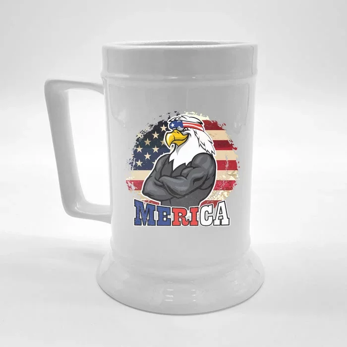 Vintage Usa Merica Eagle Mullet 4th July American Flag Great Gift Front & Back Beer Stein