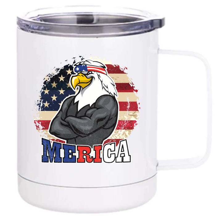 Vintage Usa Merica Eagle Mullet 4th July American Flag Great Gift Front & Back 12oz Stainless Steel Tumbler Cup