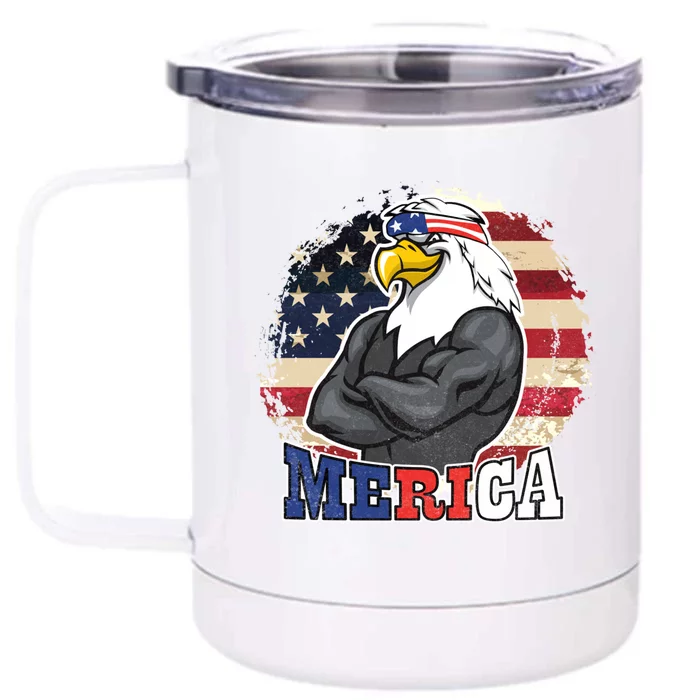 Vintage Usa Merica Eagle Mullet 4th July American Flag Great Gift Front & Back 12oz Stainless Steel Tumbler Cup