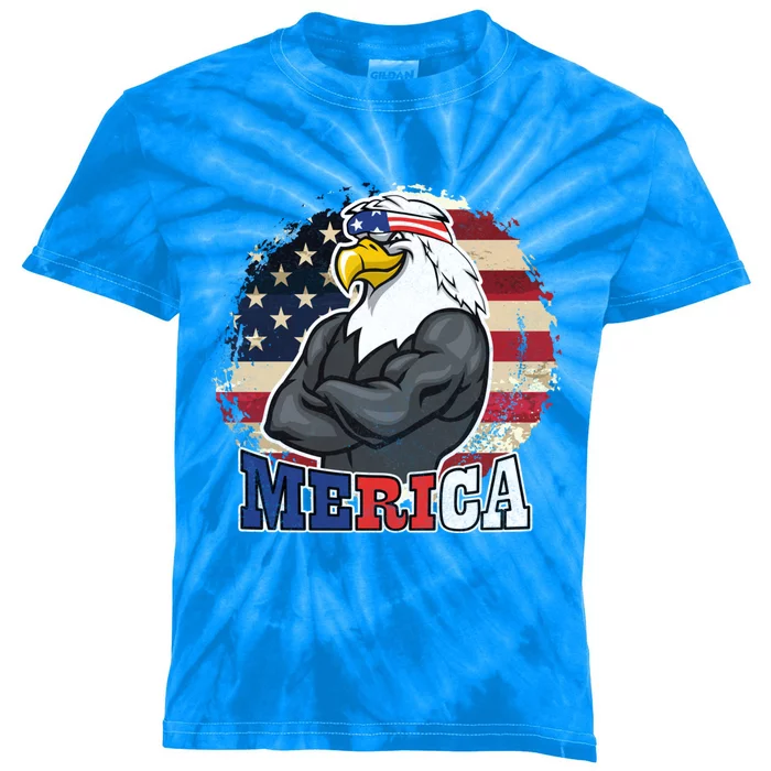 Vintage Usa Merica Eagle Mullet 4th July American Flag Gift Kids Tie-Dye T-Shirt