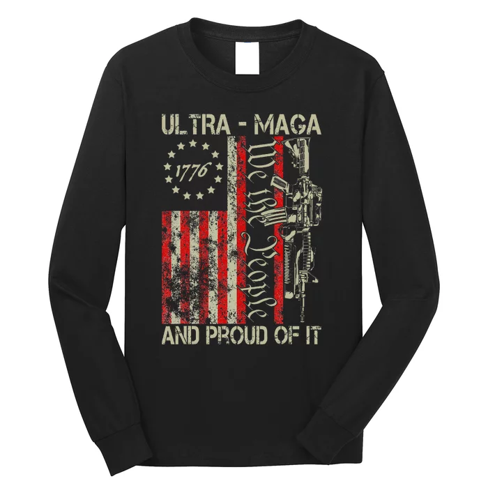 Vintage Ultra Maga Old American Flag 1776 We The People Usa Min Long Sleeve Shirt