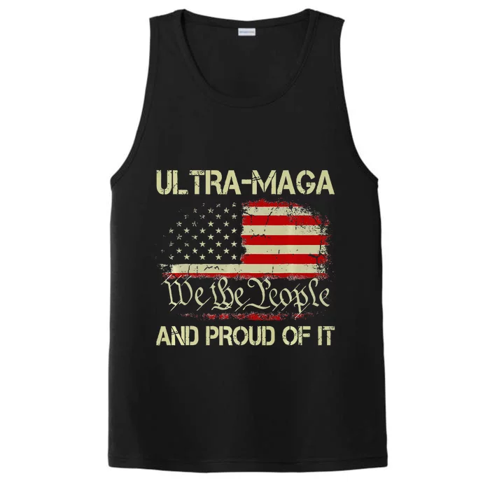 Vintage Ultra Maga And Proud Of It We The People Usa Flag Performance Tank