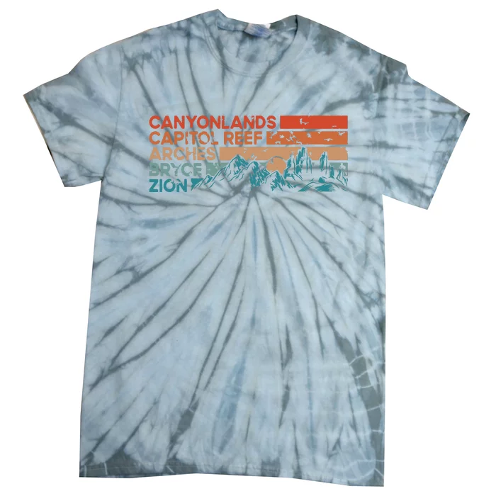 Vintage Utah National Parks Moab Utah Mighty Five Souvenir Tie-Dye T-Shirt