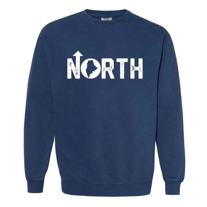 Vintage Up North Maine State Map Garment-Dyed Sweatshirt