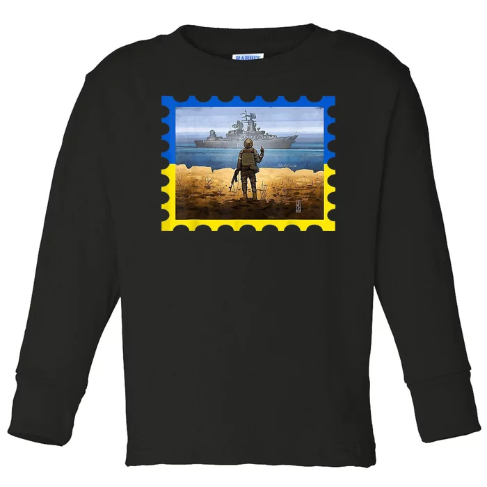 Vintage Ukraine Postal Card War Toddler Long Sleeve Shirt