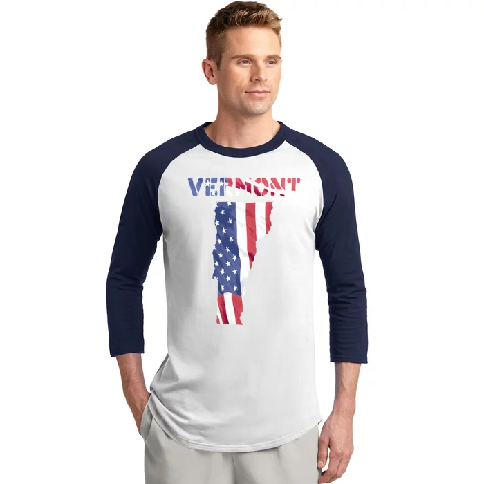 Vermont Usa Proud United States America Patriot Flag Vt Us Gift Baseball Sleeve Shirt