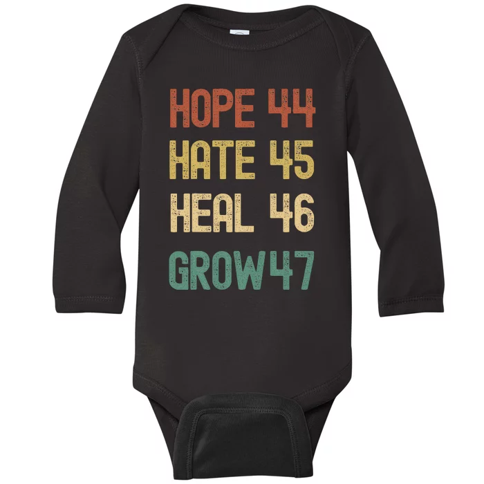 Vintage Usa Presidents Hope Hate Heal Grow 2024 Baby Long Sleeve Bodysuit