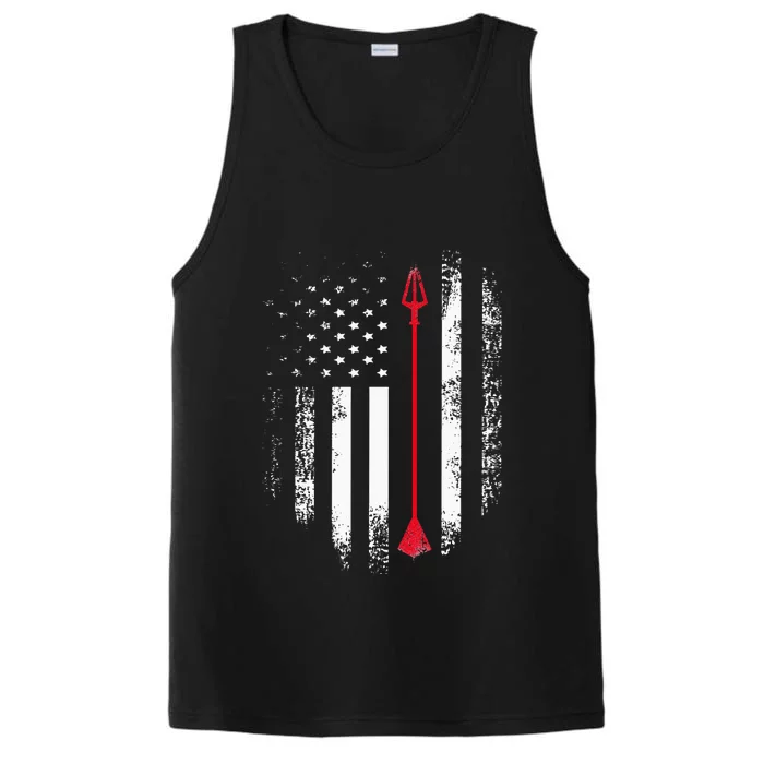 Vintage USA Red White Archery Arrow American Flag Performance Tank