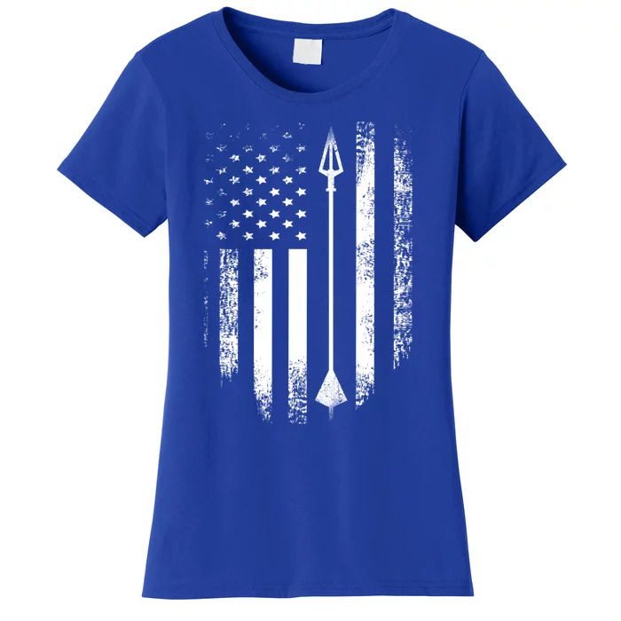 Vintage Usa Red White Funny Gift Archery Arrow American Flag Gift Women's T-Shirt