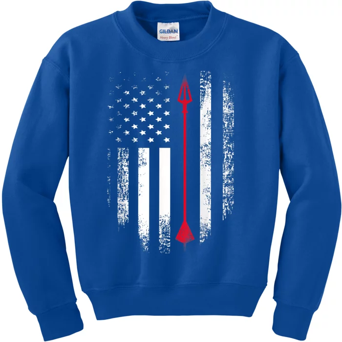 Vintage Usa Red White Gift Archery Arrow American Flag Gift Kids Sweatshirt