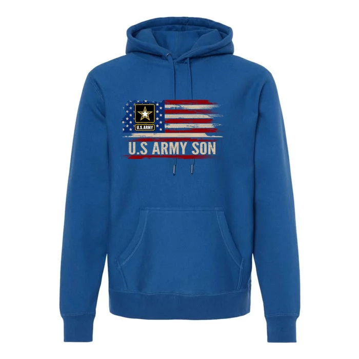 Vintage U S Army Son With American Flag Veteran Gift Premium Hoodie