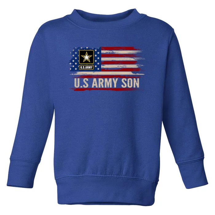 Vintage U S Army Son With American Flag Veteran Gift Toddler Sweatshirt