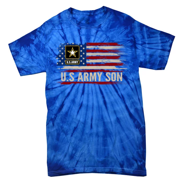 Vintage U S Army Son With American Flag Veteran Gift Tie-Dye T-Shirt