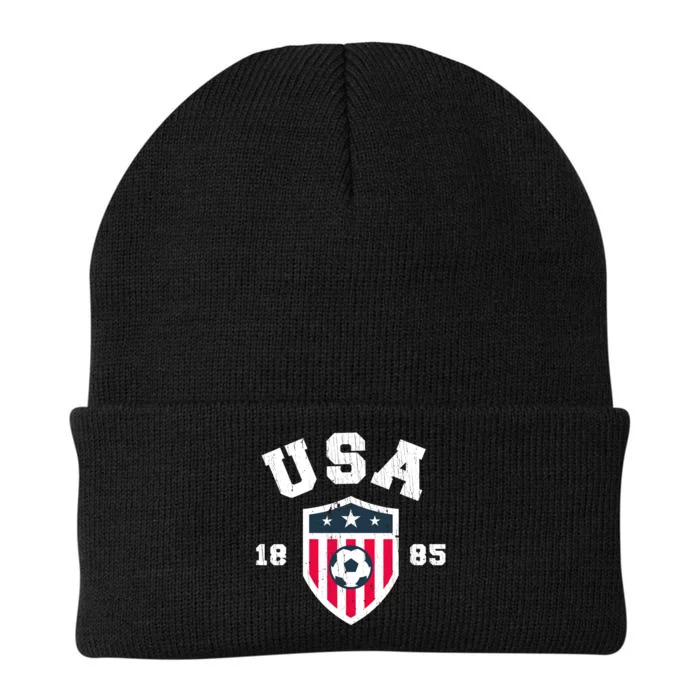 Vintage USA Soccer 1885 American Flag Football Knit Cap Winter Beanie