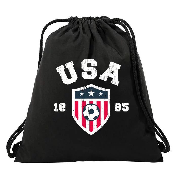 Vintage USA Soccer 1885 American Flag Football Drawstring Bag