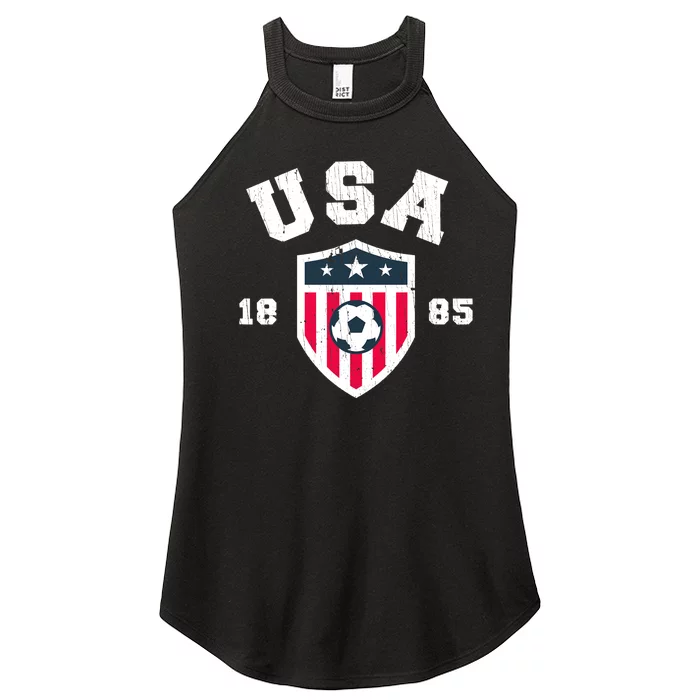 Vintage USA Soccer 1885 American Flag Football Women’s Perfect Tri Rocker Tank